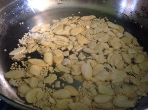 Lightly toasting the sesame seeds and almonds