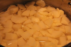 Diced potatoes for mashed potatoes